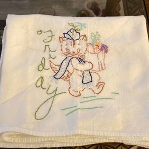 Embroidered flour sack dish cloth
